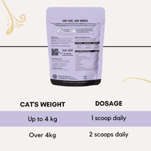 Petz Park cat calming supplements dosage instructions for cats up to 4kg and over 4kg.