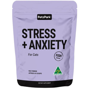 Petz Park Stress + Anxiety Cat Supplement Powder, 90g, Fish Flavor, Australian Made, Supports Cat Calming.