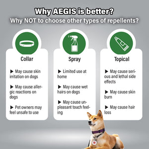Comparison of Aegis Bug-Off Clip benefits vs. other repellents for dogs, highlighting safety and effectiveness.