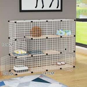 AUKO DIY cat cage with detachable metal wire, measuring 147x109x39cm, ideal for indoor and outdoor kitten play.