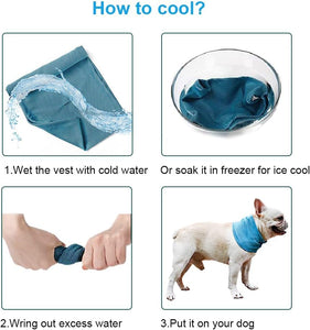 Dog Instant Cooling Bandana, Breathable Pet Scarf Cooling Collar for Dogs, Ice Towels for Bulldog, Cats Ice Collar in Summer, Cooling Towel Neck Wrap for Dogs with Leash Hole (Blue, L)