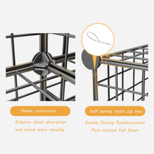 Close-up of stable connectors and nylon zip ties for cat enclosure, enhancing stability and pet safety.