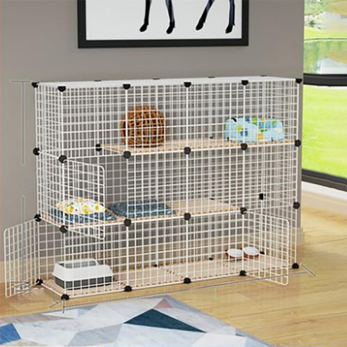 AUKO DIY cat cage with multiple levels, detachable metal wire design, and play area for cats, ideal for indoor and outdoor use.
