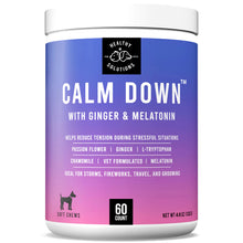 Healthy Solutions Calming Chews for Dogs with Ginger and Melatonin, 60 soft chews for stress relief.