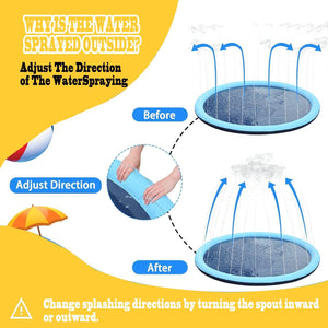 CXPDZRZK Splash Sprinkler Pad for Dogs & Cats, 1.7m Anti-Slip, Blue, All Ages, Pets & Children, Unisex, Minimalist Style