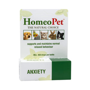 HomeoPet Australia Anxiety product, promotes calm behavior in pets, ideal for anxiety and fearful behaviors.