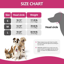 Size chart for Velmoriah dog calming hoodies showing measurements for small, medium, and large dogs.