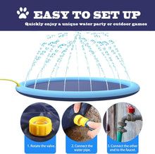 CXPDZRZK Splash Sprinkler Pad for Dogs & Cats, 1.7m Anti-Slip, Blue, All Ages, Pets & Children, Unisex, Minimalist Style