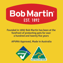 Bob Martin logo with history and Australian made certification, showcasing 125 years of pet protection.