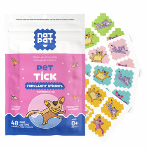 NATPAT Pet Tick Repellent Patches | Proven Natural Tick Protection for Dogs & Cats | Safe for Pets | Non-Toxic, Easy to Apply - 48 Patches - Locket Sold Separately