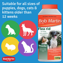 Bob Martin Flea and Lice Powder for pets, effective treatment for dogs, cats, puppies, and kittens, 100g.
