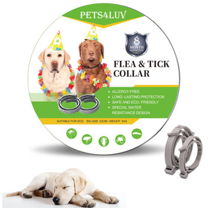 Pets4Luv flea and tick collar for dogs, 8 months protection, adjustable, waterproof, pack of 2, natural ingredients