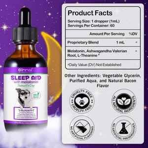 Fix-it Sleep Aid for dogs, melatonin formula in a 60 ml bottle, promotes relaxation and relieves anxiety.