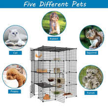 Large indoor playpen for cats, rabbits, squirrels, puppies, and ferrets, featuring multiple platforms and secure design.