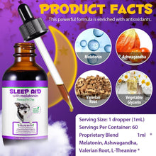 Product facts for dog sleep aid with melatonin, featuring natural ingredients like valerian root and ashwagandha.