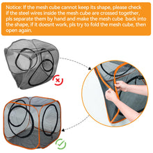 Instructions for adjusting the shape of the ITENT mesh cube play structure for pets.