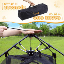 Rywell Extra Large Cat Tent setup process, showcasing easy assembly and foldable design, perfect for outdoor use.