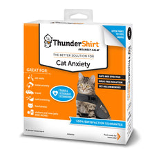 ThunderShirt Cat Anxiety Jacket packaging, highlighting drug-free solution, safety, and effectiveness for calming anxious cats.