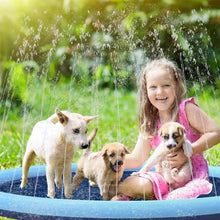 CXPDZRZK Splash Sprinkler Pad for Dogs & Cats, 1.7m Anti-Slip, Blue, All Ages, Pets & Children, Unisex, Minimalist Style