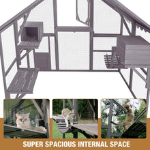 Seiyierr Catio outdoor cat enclosure featuring spacious areas, platforms, and comfy resting spots for cats.