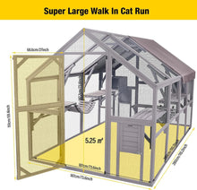 Large wooden cat run enclosure featuring spacious design and dimensions of 5.25 m² for outdoor cat play.