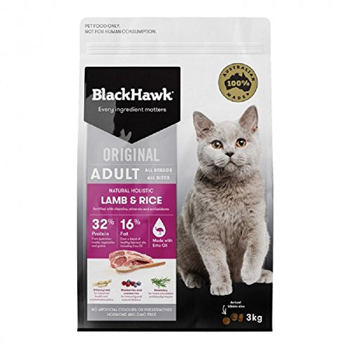 Black Hawk - Dry Cat Food, Lamb and Rice, Adult, 3kg