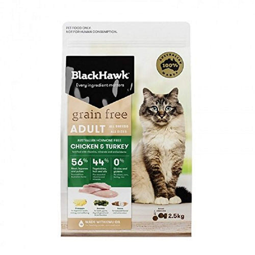 Black Hawk - Grain Free, Dry Cat Food, Chicken and Turkey, Adult and Senior, 1.2kg