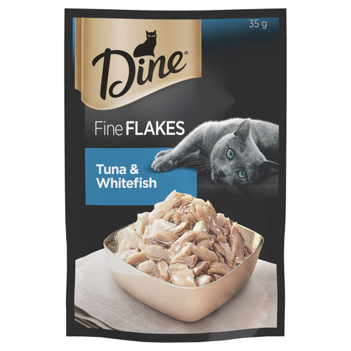 DINE Fine Flakes Tuna And Whitefish Wet Cat Food, Adult, 35g x 12 Pack